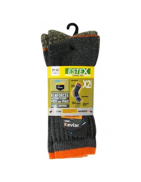 Lot de 2 paires de chaussettes Homme respirantes et renforcées KEVLAR