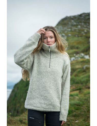 Pull Norvégien 100% Laine Vierge à Col zippé Unisexe