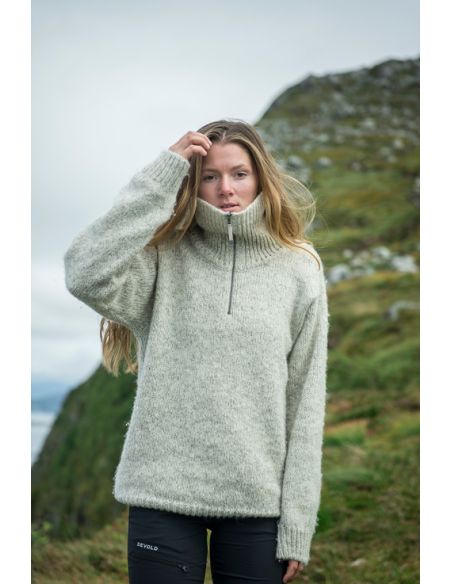 Unisex 100% Virgin Wool Zip Neck Sweater