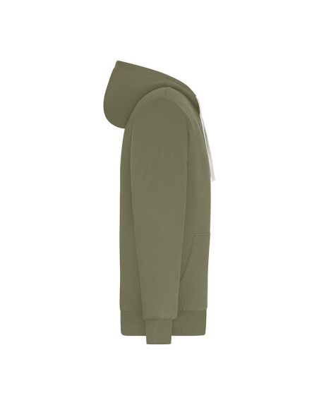 Sweatshirt à capuche hommme Zippé Doublé sherpa olive