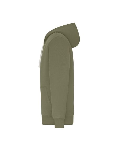 Sweatshirt à capuche hommme Zippé Doublé sherpa olive