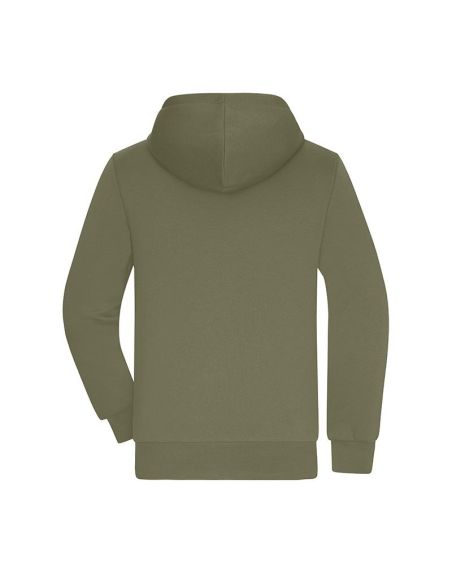 Sweatshirt à capuche hommme Zippé Doublé sherpa olive