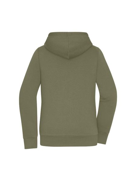 Sweatshirt à capuche femme Zippé Doublé sherpa olive