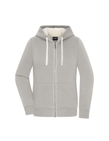 Hooded Zip-Up Sweatshirt for Women Sherpa-Lined