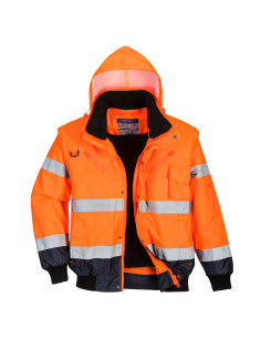 Blouson Hiver Haute Visibilité avec manches amovibles Portwest