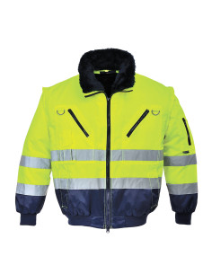 Blouson Haute Visibilité avec manches amovibles EN20471, Jaune/Marine