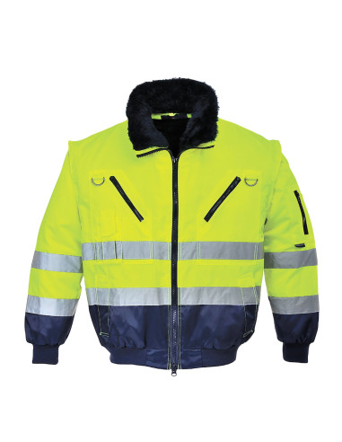 Blouson Haute Visibilité avec manches amovibles EN20471, Jaune/Marine