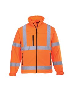 Portwest S428 High Visibility Softshell Jacket with Removable Sleeves, Class 3