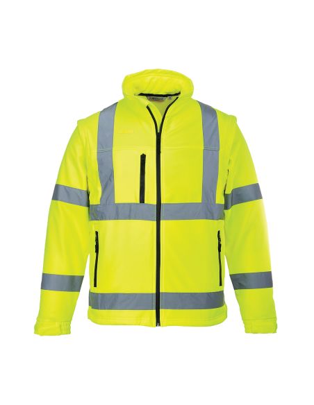 Portwest S428 High Visibility Softshell Jacket with Removable Sleeves, Class 3