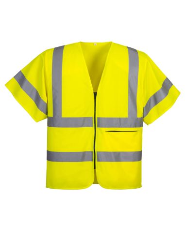 Zippered Short Sleeve High Visibility Vest EN20471 Class 3 C357 Portwest