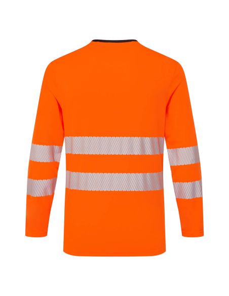 Long Sleeve High Visibility Work T-shirt with Segmented Stripes DX416 Portwest