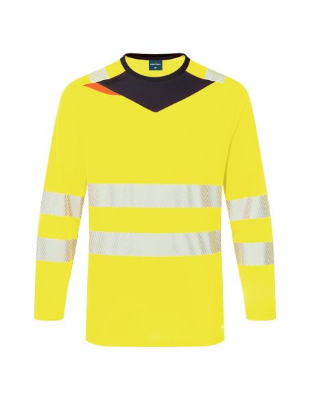 Long Sleeve High Visibility Work T-shirt with Segmented Stripes DX416 Portwest