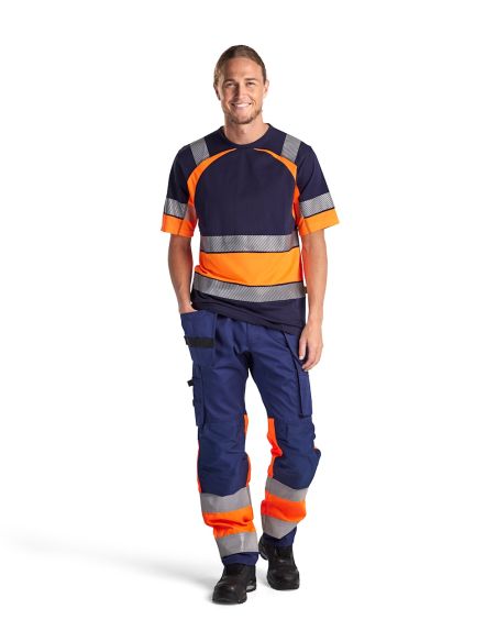 High Visibility Stretch Trousers with Floating Pockets 1558 Blaklader