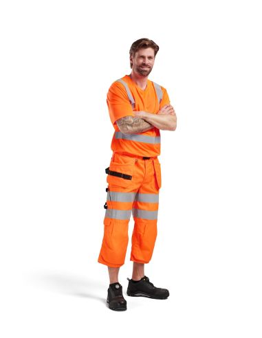 High Visibility Cropped Pants with Floating Pockets 1539 Blaklader