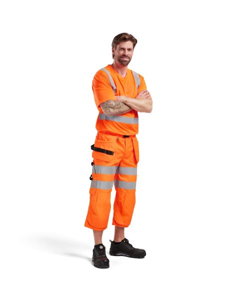 High Visibility Cropped Pants with Floating Pockets 1539 Blaklader