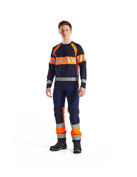 Blaklader 3510 High-Visibility Long-Sleeve T-Shirt, 100% Cotton