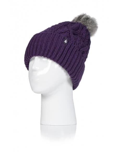 Bonnet à pompon à revers côtelé pour Femme Heat Holders