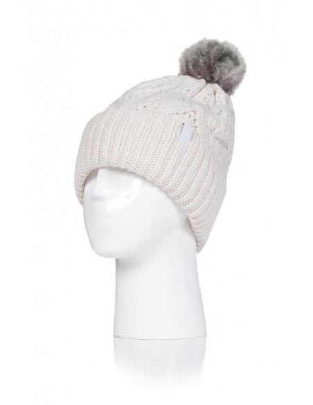 Bonnet à pompon à revers côtelé pour Femme Heat Holders