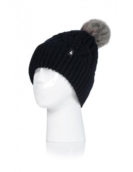 Bonnet à pompon à revers côtelé pour Femme Heat Holders