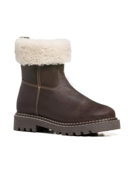 Bottines Hiver femme Anfibio cuir doublées 100% Laine Naturelle