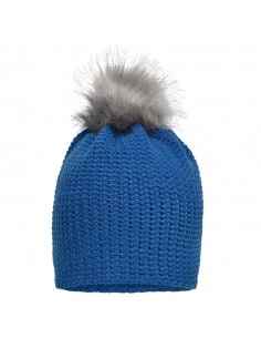 Crocheted beanie with fleece lining and pompom