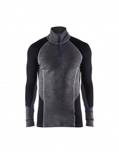 Men's Thermal Jersey 100% Merino Wool Zip Neck Blaklader