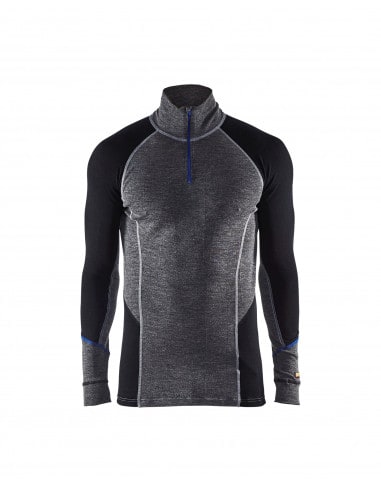 Men's Thermal Jersey 100% Merino Wool Zip Neck Blaklader