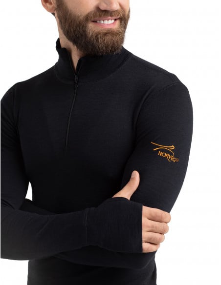 Men's thermal jersey with zipped collar in Merino wool -30°C